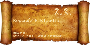 Kopcsák Klaudia névjegykártya